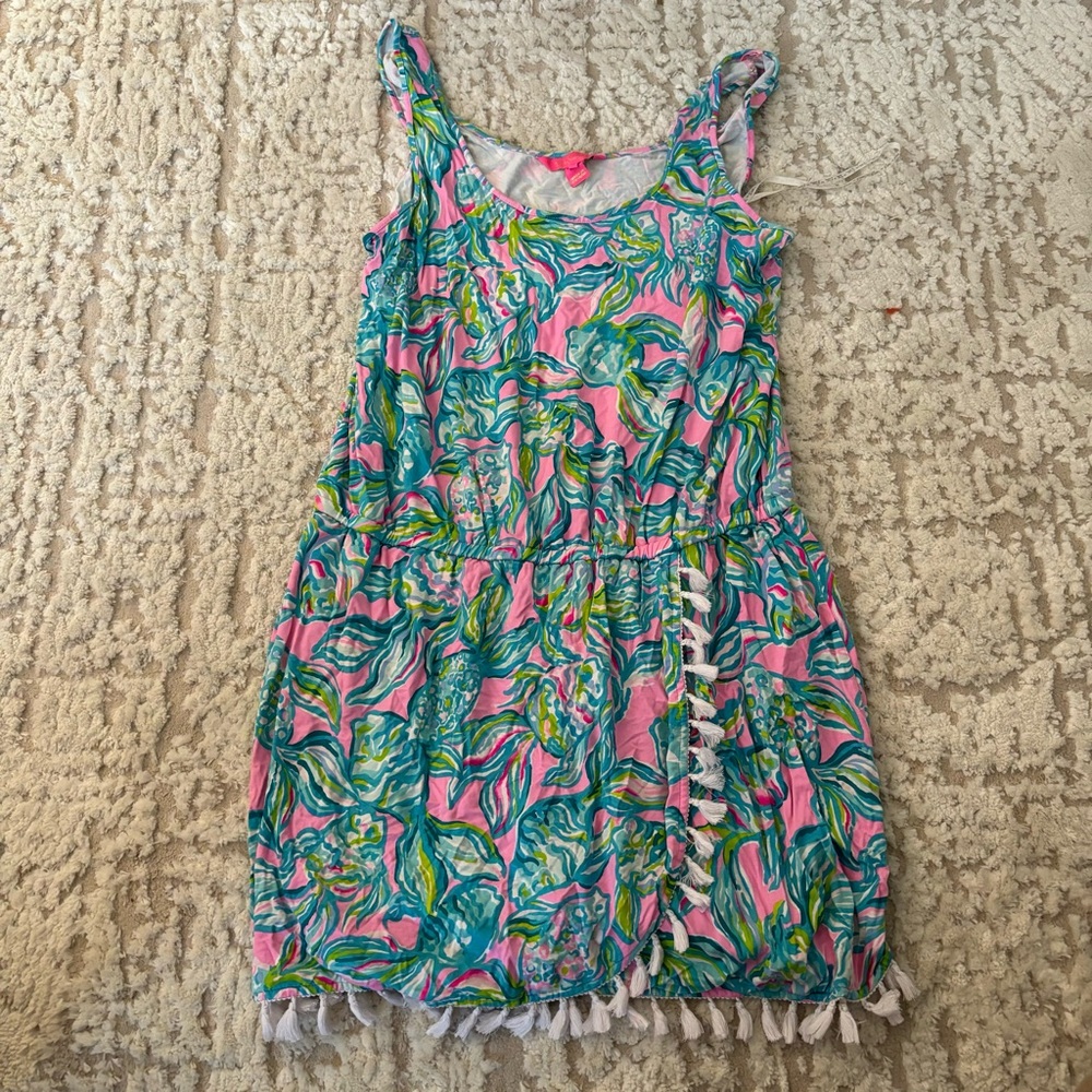 EUC Lilly Pulitzer Jarrett Romper - Pelican Pink Off The Scales